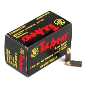 TulAmmo 9mm Luger Ammo 115 Grain FMJ 100 Rds Steel Case